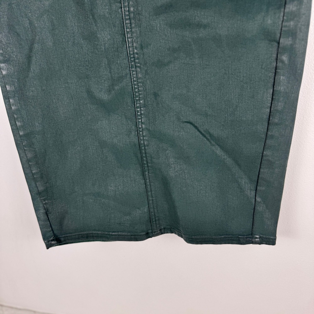 Pilcro Anthropologie Coated Denim Pencil Skirt Green Metallic High‎ Rise Size 4 - Picture 9 of 11